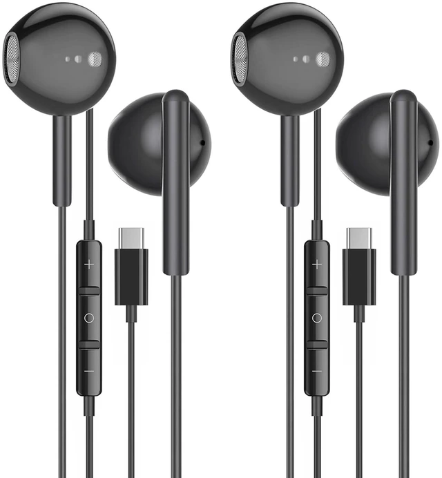 Main image of USB C Headphones for iPhone 17/16/15 Pro Maxin Ear Wired Earbuds | 2 Pack Black Earphones, Type C Earpods, With Microphone,HiFi Stere,Noise Isolating