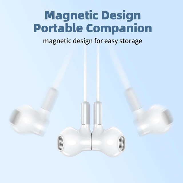 Alt view image 2 of 7 - BENEWY Wired Earbuds 3.5mm Magnetic Earphones with Microphone Headphones | Noise lsolating, Clear Stereo, Ergonomic Design for iPhone, iPad,Smartphone, MP3 Players, Laptops and Other Audio Devices