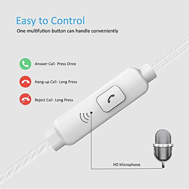 Alt view image 3 of 7 - Kamon 5 Pack Earbuds Headphones with Remote & Mic, Earphones Wired Stereo in-Ear Bass for iPhone, Android, Smartphones, iPod, iPad, MP3, Fits All 3.5mm Interface (K1)