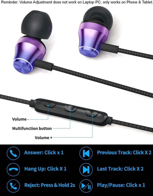 Alt view image 5 of 7 - Wired Earbuds for Chromebook Laptop PC,3.5mm in Ear Headphones for Kindle | Fire HD 10,8,8 Plus,7 Tablet,Noise Cancelling Ear Buds Plug in Audio Jack Mic Volume Control for Samsung A15 A14 for Moto G