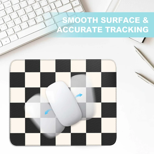 Alt view image 3 of 7 - Black Checkered Mouse Pad,Small Mousepad for Desk Work Office 10"X8" | Square Mouse Mat with Smooth Surface Stitched Edges Non-Slip Rubber Base for Computer Travel Laptop Home Desk Accessories