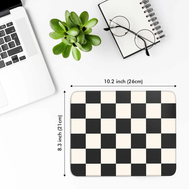 Alt view image 2 of 7 - Black Checkered Mouse Pad,Small Mousepad for Desk Work Office 10"X8" | Square Mouse Mat with Smooth Surface Stitched Edges Non-Slip Rubber Base for Computer Travel Laptop Home Desk Accessories