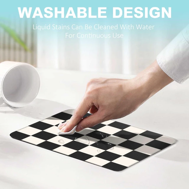 Alt view image 4 of 7 - Black Checkered Mouse Pad,Small Mousepad for Desk Work Office 10"X8" | Square Mouse Mat with Smooth Surface Stitched Edges Non-Slip Rubber Base for Computer Travel Laptop Home Desk Accessories