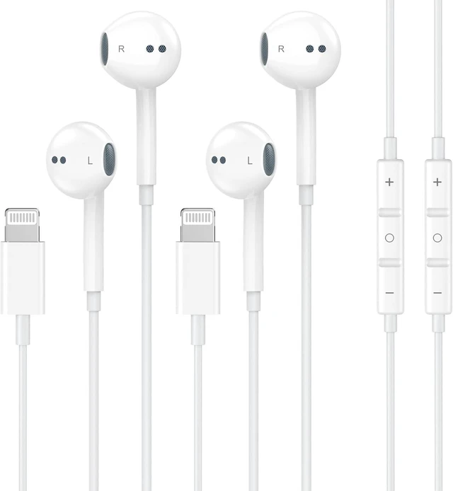 Main image of 2 Packs-Wired Headphones Earbuds for iPhone 14/13/12/11/XR/XS/X/SE/Pro Max | with Reduction Built-in Microphone & Volume Control Earphones Compatible with iPhone 14/13/12/11/XR/XS/X/8/7/SE/Pro/Pro Max