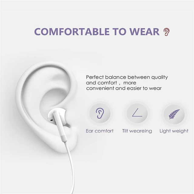 Alt view image 4 of 7 - 2 Packs-Wired Headphones Earbuds for iPhone 14/13/12/11/XR/XS/X/SE/Pro Max | with Reduction Built-in Microphone & Volume Control Earphones Compatible with iPhone 14/13/12/11/XR/XS/X/8/7/SE/Pro/Pro Max