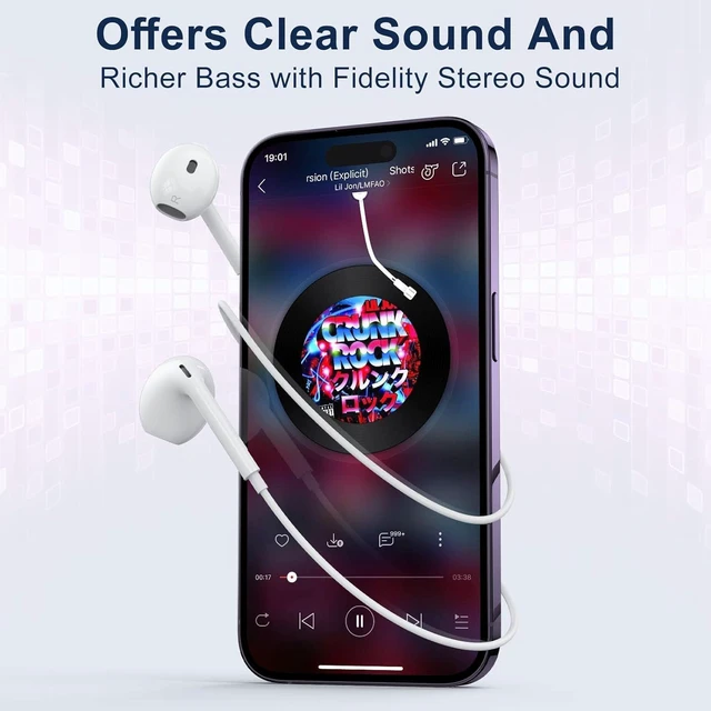 Alt view image 6 of 7 - 2 Packs-Wired Headphones Earbuds for iPhone 14/13/12/11/XR/XS/X/SE/Pro Max | with Reduction Built-in Microphone & Volume Control Earphones Compatible with iPhone 14/13/12/11/XR/XS/X/8/7/SE/Pro/Pro Max