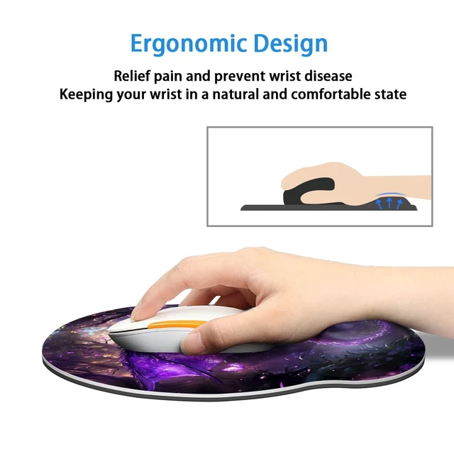 Alt view image 3 of 7 - AFUZLE Mouse Pad with Wrist Support, Ergonomic Mouse Pad with Memory Foam Wrist Rest Cushion, Non-Slip Rubber Base Gaming Mice Pad for Home Office Computer Laptop,Dragon