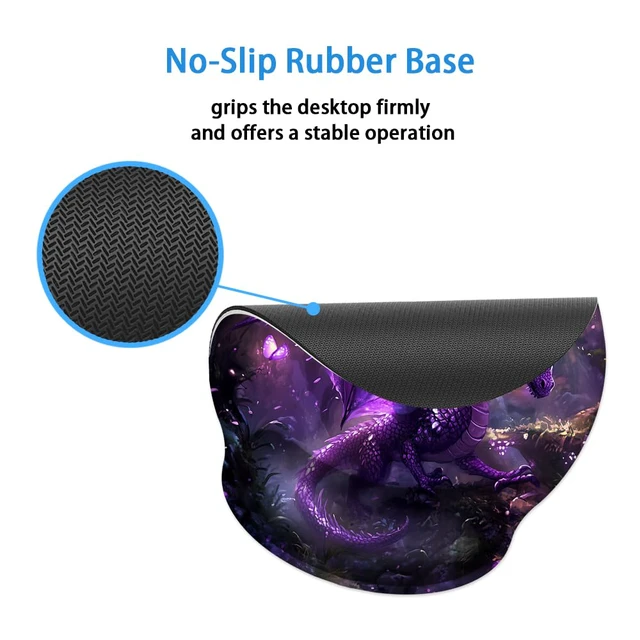Alt view image 4 of 7 - AFUZLE Mouse Pad with Wrist Support, Ergonomic Mouse Pad with Memory Foam Wrist Rest Cushion, Non-Slip Rubber Base Gaming Mice Pad for Home Office Computer Laptop,Dragon