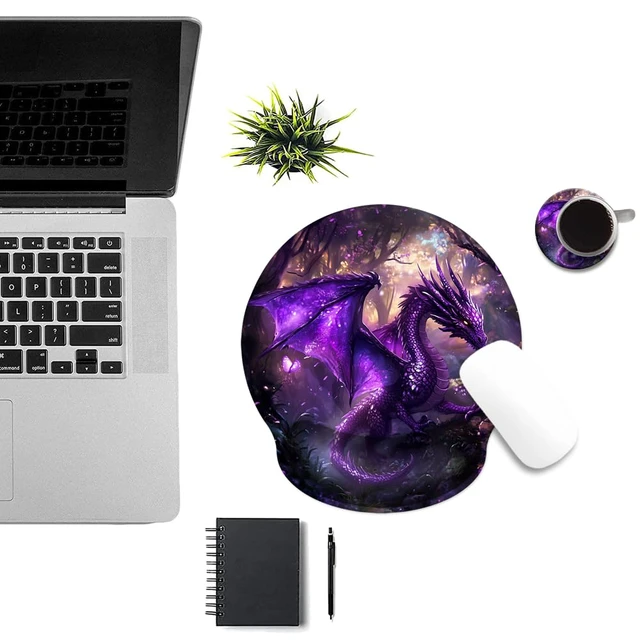 Alt view image 5 of 7 - AFUZLE Mouse Pad with Wrist Support, Ergonomic Mouse Pad with Memory Foam Wrist Rest Cushion, Non-Slip Rubber Base Gaming Mice Pad for Home Office Computer Laptop,Dragon