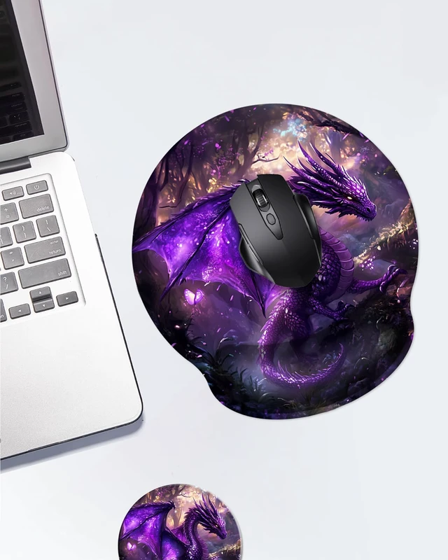 Alt view image 7 of 7 - AFUZLE Mouse Pad with Wrist Support, Ergonomic Mouse Pad with Memory Foam Wrist Rest Cushion, Non-Slip Rubber Base Gaming Mice Pad for Home Office Computer Laptop,Dragon