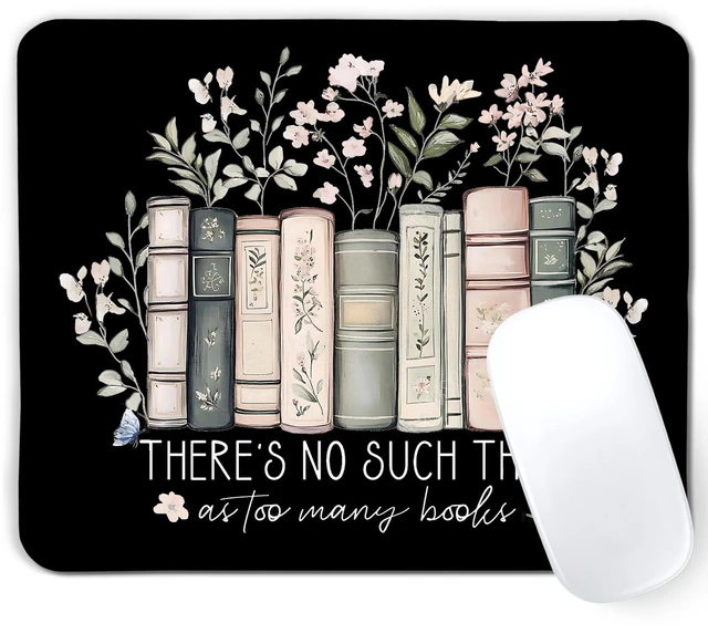 Main image of Nipil Vintage Black Floral Bookish Mouse Pad, Book Lover Gifts Mousepad Mouse Mat with Non-Slip Rubber Base for Home Office Desk Accessories, Gifts for Reader Book Lovers Women, 9.5x7.9 Inch