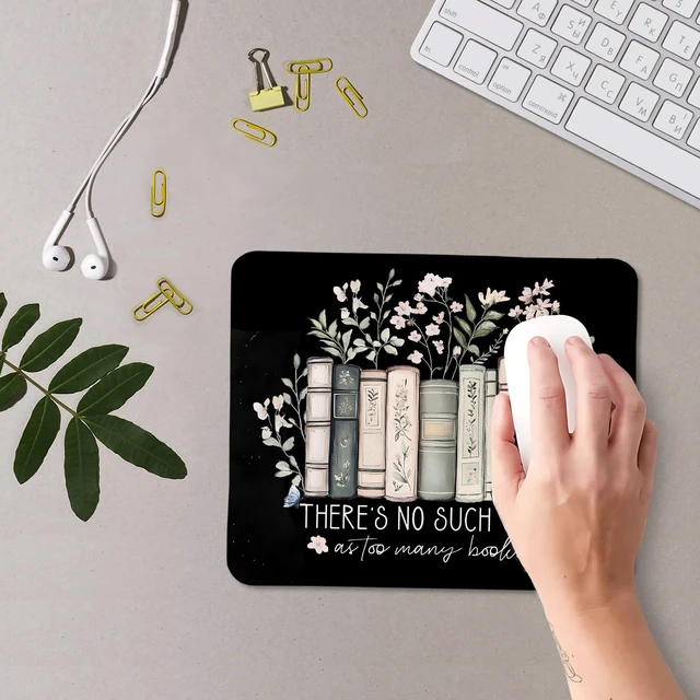 Alt view image 3 of 6 - Nipil Vintage Black Floral Bookish Mouse Pad, Book Lover Gifts Mousepad Mouse Mat with Non-Slip Rubber Base for Home Office Desk Accessories, Gifts for Reader Book Lovers Women, 9.5x7.9 Inch