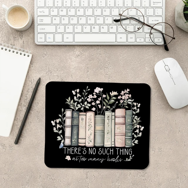Alt view image 4 of 6 - Nipil Vintage Black Floral Bookish Mouse Pad, Book Lover Gifts Mousepad Mouse Mat with Non-Slip Rubber Base for Home Office Desk Accessories, Gifts for Reader Book Lovers Women, 9.5x7.9 Inch