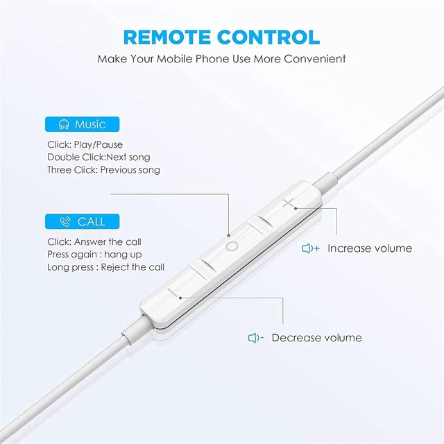 Alt view image 3 of 7 - 2 Pack-USB C Headphones for iPhone 17/16/15 Pro Max Plus Type C Earbuds | with Microphone & Remote Noise Cancelling Earphones for iPhone 17/16/15 Pro Max Plus,iPad,Galaxy S26/S25/S24/Ultra Note 10/20
