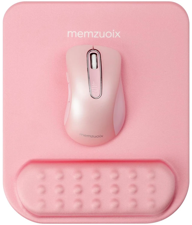 Main image of memzuoix Pink Ergonomic Mouse Pad with Wrist Rest Support,Premium Memory Foam Cushioning for Pain Relief, Non-Slip PU Base for Stable Smooth Control - Perfect for Laptop, Computer, and Home Office