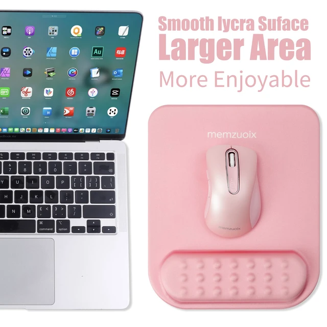 Alt view image 2 of 7 - memzuoix Pink Ergonomic Mouse Pad with Wrist Rest Support,Premium Memory Foam Cushioning for Pain Relief, Non-Slip PU Base for Stable Smooth Control - Perfect for Laptop, Computer, and Home Office