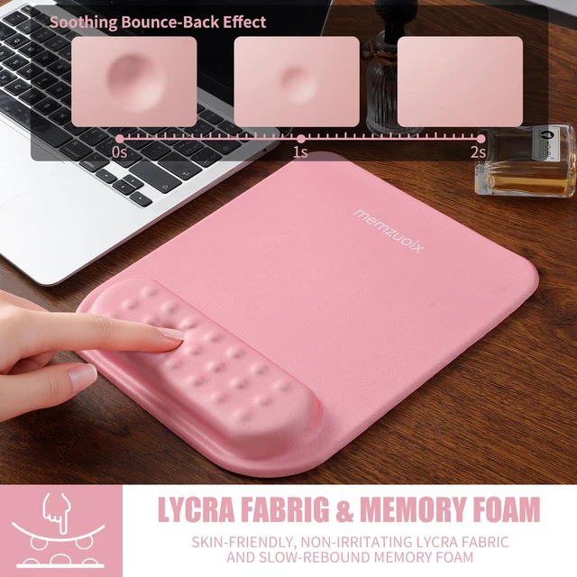 Alt view image 5 of 7 - memzuoix Pink Ergonomic Mouse Pad with Wrist Rest Support,Premium Memory Foam Cushioning for Pain Relief, Non-Slip PU Base for Stable Smooth Control - Perfect for Laptop, Computer, and Home Office