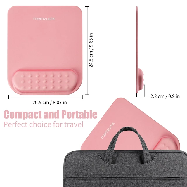 Alt view image 6 of 7 - memzuoix Pink Ergonomic Mouse Pad with Wrist Rest Support,Premium Memory Foam Cushioning for Pain Relief, Non-Slip PU Base for Stable Smooth Control - Perfect for Laptop, Computer, and Home Office