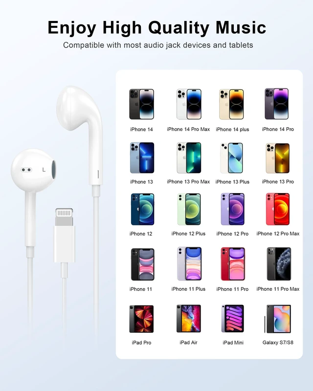 Alt view image 3 of 7 - 2Pack Headphones for iPhone Earbuds with Built-in Microphone & Volume Control, Wired Earphones Compatible with iPhone 14/13/12/11 Pro Max/Xs Max/XR/X/7/8 Plus