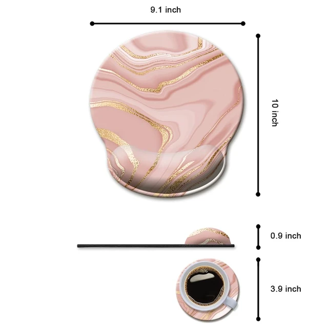 Alt view image 5 of 7 - HOPONY Ergonomic,Wrist Support Gel Mouse Pad with Wrist Rest,Comfortable Computer Mouse Pad for Laptop,Pain Relief Mousepad with Non-Slip Rubber Base,9 x 10 in,Rose Gold Texture