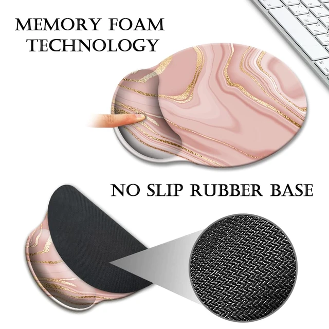 Alt view image 4 of 7 - HOPONY Ergonomic,Wrist Support Gel Mouse Pad with Wrist Rest,Comfortable Computer Mouse Pad for Laptop,Pain Relief Mousepad with Non-Slip Rubber Base,9 x 10 in,Rose Gold Texture