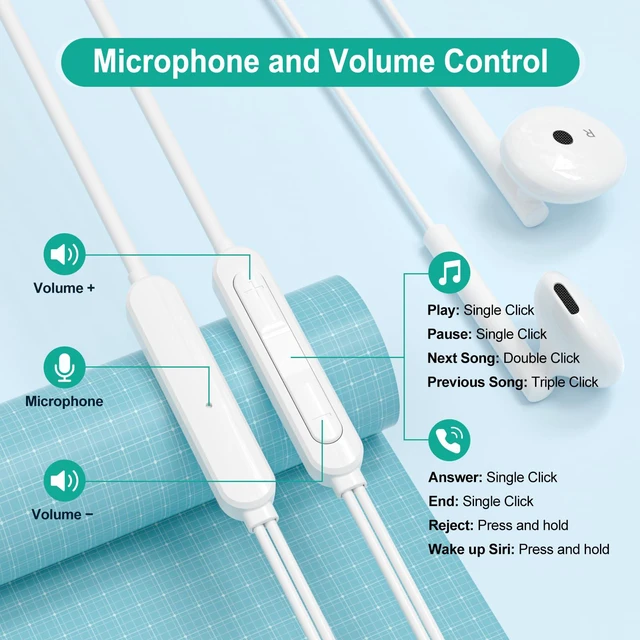 Alt view image 5 of 7 - USB C Headphones for iPhone 17 16 15, Wired Headphones USBC for iPad Pro Air Mini, iPad 10th, MacBook, Type C Earbuds for Samsung, Google Pxiel, Earphones for Lenovo, Dell, Microphone, Volume Control