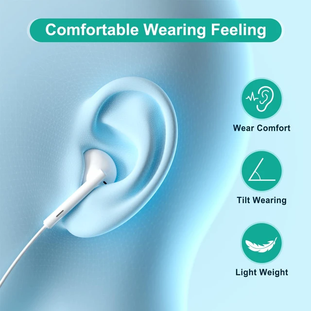 Alt view image 7 of 7 - USB C Headphones for iPhone 17 16 15, Wired Headphones USBC for iPad Pro Air Mini, iPad 10th, MacBook, Type C Earbuds for Samsung, Google Pxiel, Earphones for Lenovo, Dell, Microphone, Volume Control