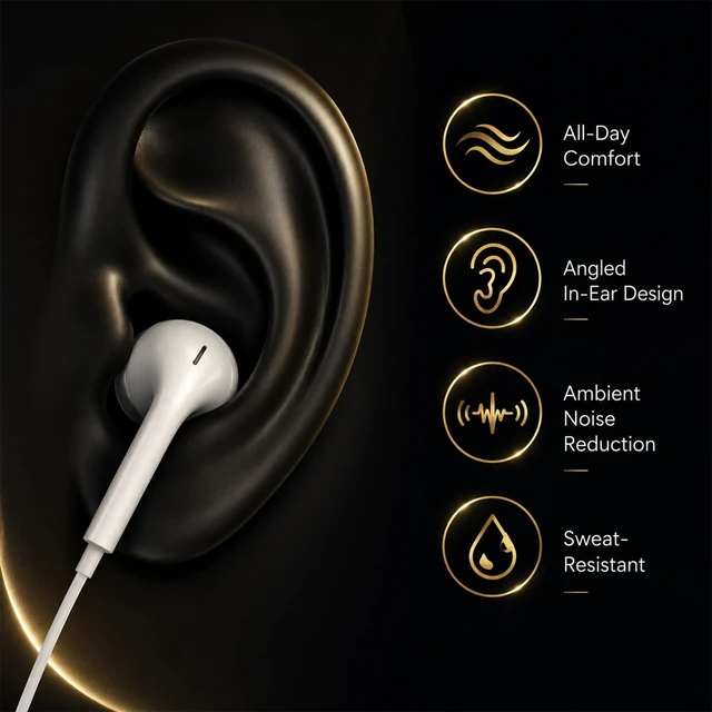 Alt view image 4 of 7 - USB C Wired Earbuds for iPhone 15/16/17, Semi-in-Ear Headphones with Microphone, Volume Control and Built-in DAC, Compatible with Samsung Galaxy and Google Pixel(2 Pack)