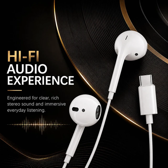 Alt view image 5 of 7 - USB C Wired Earbuds for iPhone 15/16/17, Semi-in-Ear Headphones with Microphone, Volume Control and Built-in DAC, Compatible with Samsung Galaxy and Google Pixel(2 Pack)