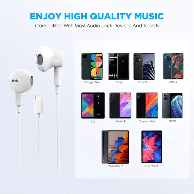 Alt view image 6 of 7 - 2 Pack-USB C Headphones for iPhone 17/16/15 Pro Max Plus Type C Earbuds | with Microphone & Remote Noise Cancelling Earphones for iPhone 17/16/15 Pro Max Plus,iPad,Galaxy S26/S25/S24/Ultra Note 10/20