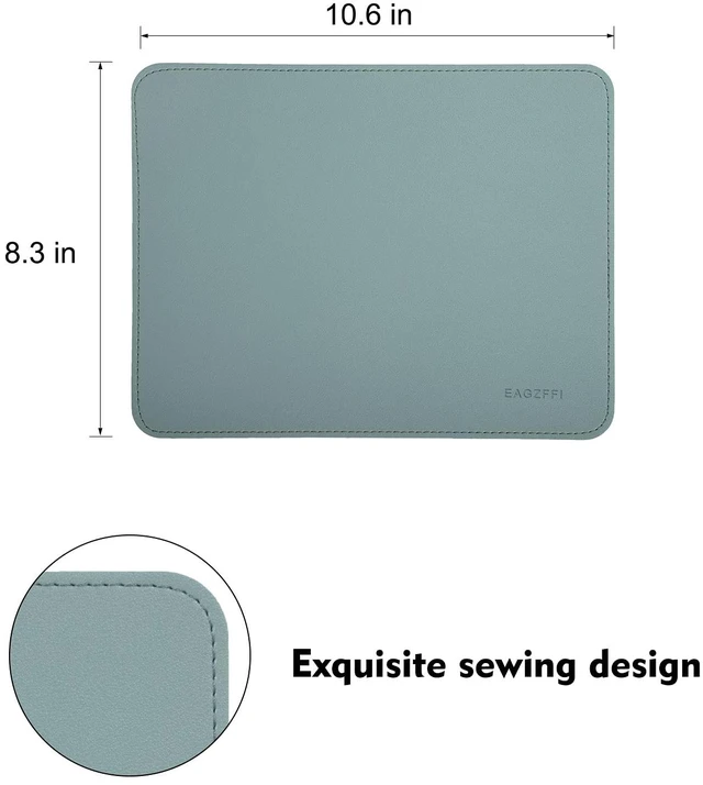 Alt view image 3 of 6 - EAGZFFI Double-Sided PU Leather & Cork Mouse Pad with Coaster Reversible, Non-Slip, Stitched Edges for Office & Home, 8x11 Inches, (Sierra Blue)