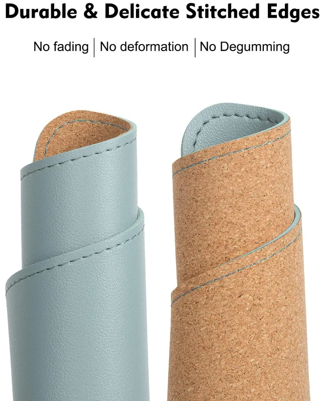 Alt view image 4 of 6 - EAGZFFI Double-Sided PU Leather & Cork Mouse Pad with Coaster Reversible, Non-Slip, Stitched Edges for Office & Home, 8x11 Inches, (Sierra Blue)