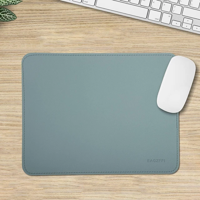 Alt view image 6 of 6 - EAGZFFI Double-Sided PU Leather & Cork Mouse Pad with Coaster Reversible, Non-Slip, Stitched Edges for Office & Home, 8x11 Inches, (Sierra Blue)