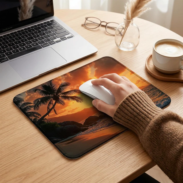 Alt view image 2 of 7 - JOQUXI Sunset Beach Mouse Pad, Gifts for Beach Lovers, Tropical Summer Coastal Ocean Seascape Mouse Pad for Home Office Computer Laptop Desk Accessories, 9.5x7.9 Inch