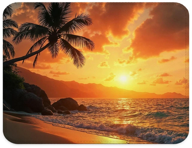 Main image of JOQUXI Sunset Beach Mouse Pad, Gifts for Beach Lovers, Tropical Summer Coastal Ocean Seascape Mouse Pad for Home Office Computer Laptop Desk Accessories, 9.5x7.9 Inch