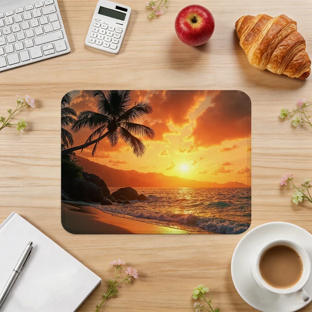 Alt view image 3 of 7 - JOQUXI Sunset Beach Mouse Pad, Gifts for Beach Lovers, Tropical Summer Coastal Ocean Seascape Mouse Pad for Home Office Computer Laptop Desk Accessories, 9.5x7.9 Inch