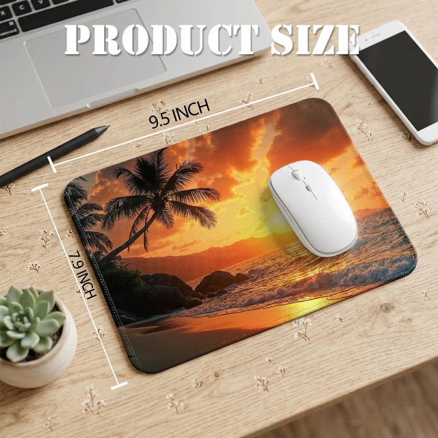 Alt view image 7 of 7 - JOQUXI Sunset Beach Mouse Pad, Gifts for Beach Lovers, Tropical Summer Coastal Ocean Seascape Mouse Pad for Home Office Computer Laptop Desk Accessories, 9.5x7.9 Inch
