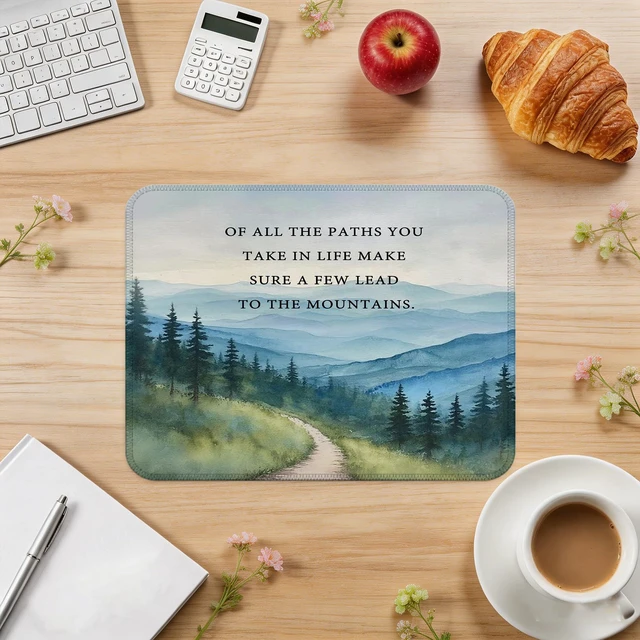 Alt view image 3 of 7 - JOQUXI Inspirational Forest Mountain Mouse Pad, of All the Paths You Take in Life Motivational Mouse Pad for Home Office Computer Laptop Desk Accessories, 9.5x7.9 Inch