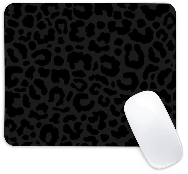 Main image of Black Leopard Print Square Mouse Pad,Non-Slip Rubber Base Mouse Pad, Home Office Decoration Desktop Accessory,Laptop Mouse Pad for Office Laptops,9.4x7.8x0.12inch.