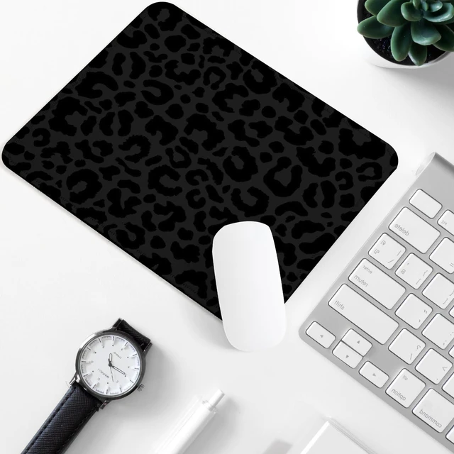 Alt view image 2 of 7 - Black Leopard Print Square Mouse Pad,Non-Slip Rubber Base Mouse Pad, Home Office Decoration Desktop Accessory,Laptop Mouse Pad for Office Laptops,9.4x7.8x0.12inch.