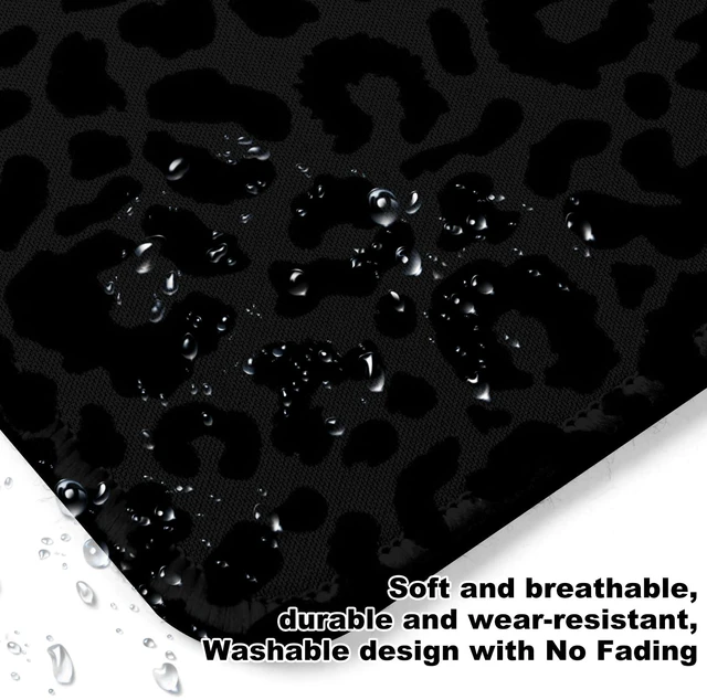 Alt view image 5 of 7 - Black Leopard Print Square Mouse Pad,Non-Slip Rubber Base Mouse Pad, Home Office Decoration Desktop Accessory,Laptop Mouse Pad for Office Laptops,9.4x7.8x0.12inch.