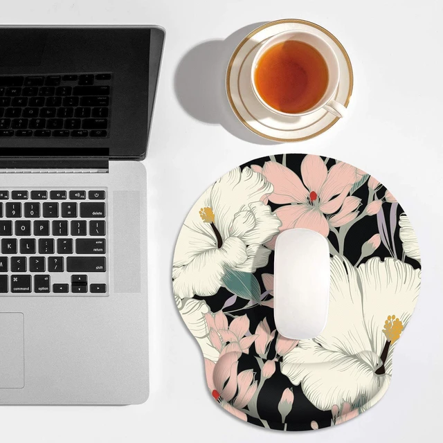 Alt view image 2 of 7 - Britimes Ergonomic Mouse Pad with Wrist Support, Floral Retro | Retro Non-Slip Rubber Base Mousepad for Home Office Gaming Working Computers Laptop Easy Typing & Pain Relief