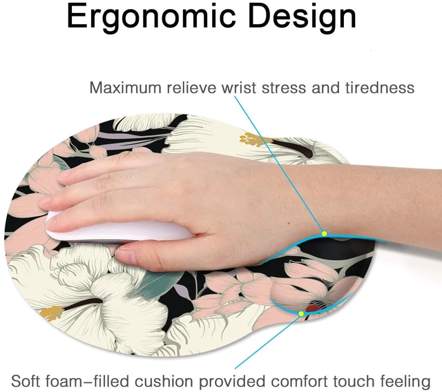Alt view image 5 of 7 - Britimes Ergonomic Mouse Pad with Wrist Support, Floral Retro | Retro Non-Slip Rubber Base Mousepad for Home Office Gaming Working Computers Laptop Easy Typing & Pain Relief