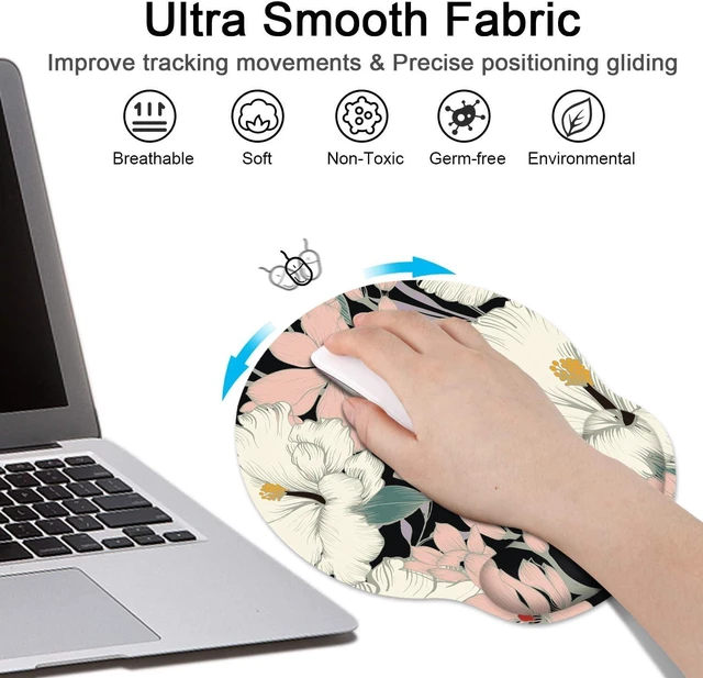 Alt view image 6 of 7 - Britimes Ergonomic Mouse Pad with Wrist Support, Floral Retro | Retro Non-Slip Rubber Base Mousepad for Home Office Gaming Working Computers Laptop Easy Typing & Pain Relief