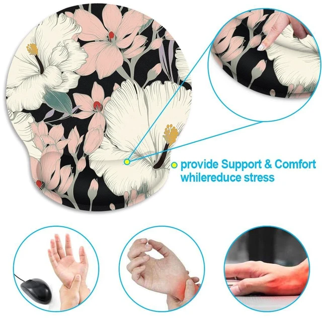 Alt view image 3 of 7 - Britimes Ergonomic Mouse Pad with Wrist Support, Floral Retro | Retro Non-Slip Rubber Base Mousepad for Home Office Gaming Working Computers Laptop Easy Typing & Pain Relief
