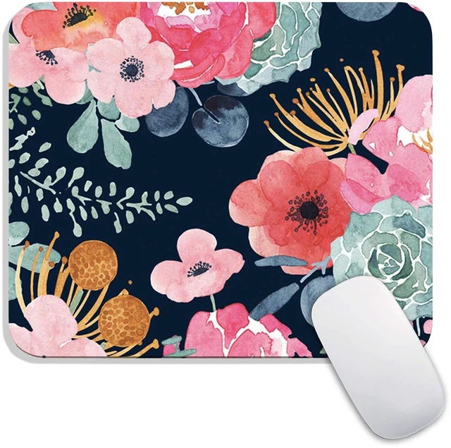 Main image of Armanza Square Mouse Pad Pink Flower, Personalized Premium-Textured Custom Mouse Mat Design, Washable Mousepad Cloth, Non-Slip Rubber Base Computer Mouse Pads for Wireless Mouse