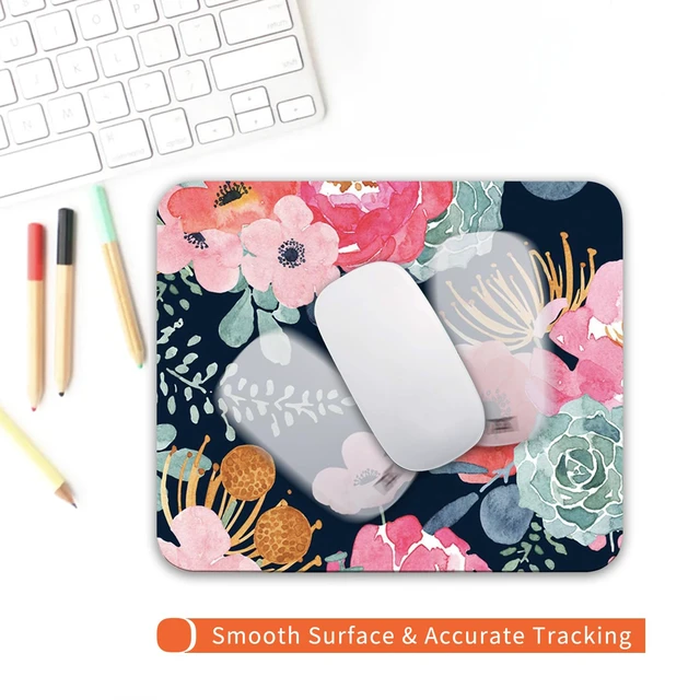 Alt view image 4 of 6 - Armanza Square Mouse Pad Pink Flower, Personalized Premium-Textured Custom Mouse Mat Design, Washable Mousepad Cloth, Non-Slip Rubber Base Computer Mouse Pads for Wireless Mouse