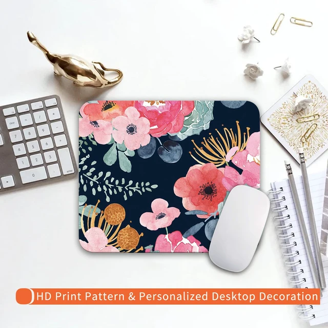 Alt view image 6 of 6 - Armanza Square Mouse Pad Pink Flower, Personalized Premium-Textured Custom Mouse Mat Design, Washable Mousepad Cloth, Non-Slip Rubber Base Computer Mouse Pads for Wireless Mouse