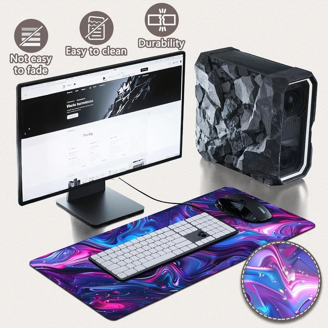 Alt view image 4 of 7 - Yuhijoy Gaming Mouse Pad - (31.5"×11.8") Topographic Large Mouse Pads for Desk - Desk Mat for Keyboard and Mouse with Non-Slip Base, Desks Pad Matfor Game/Office & Home