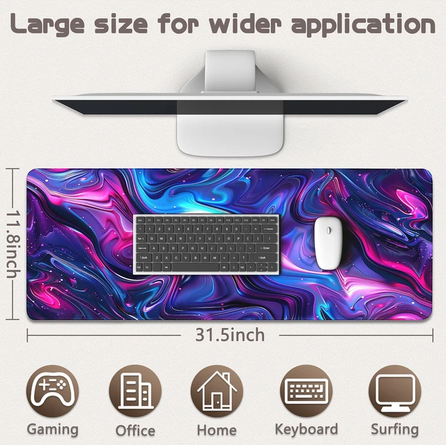 Alt view image 5 of 7 - Yuhijoy Gaming Mouse Pad - (31.5"×11.8") Topographic Large Mouse Pads for Desk - Desk Mat for Keyboard and Mouse with Non-Slip Base, Desks Pad Matfor Game/Office & Home